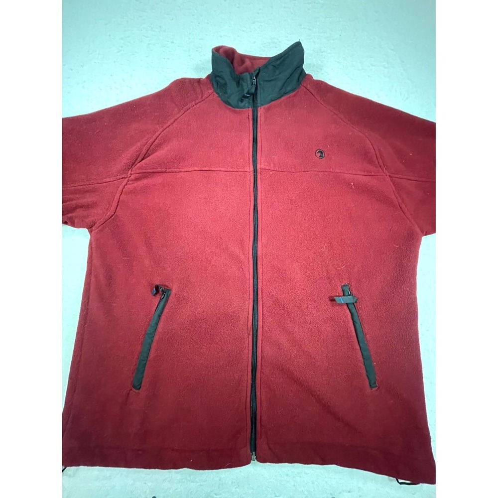 Duck Head Fleece Jacket Mens XL Red Nylon Zippered Pockets Mock Neck Full‎ Zip